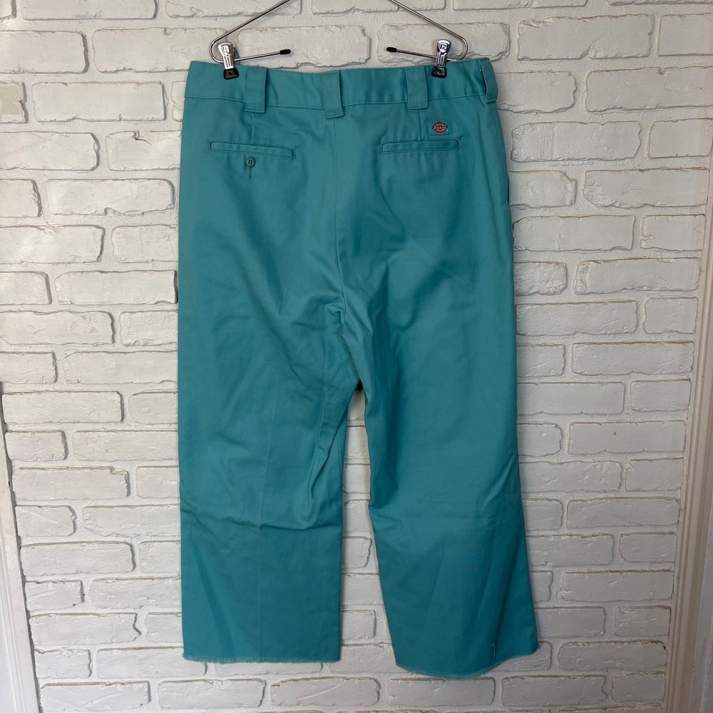 Dickies Women's Twill Cropped Ankle Pants Teal Blue High Rise Wide Leg size 16R - Picture 5 of 8